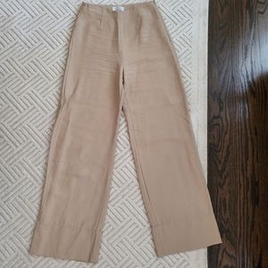 &Other Stories Tan Linen Wide Leg Trouser